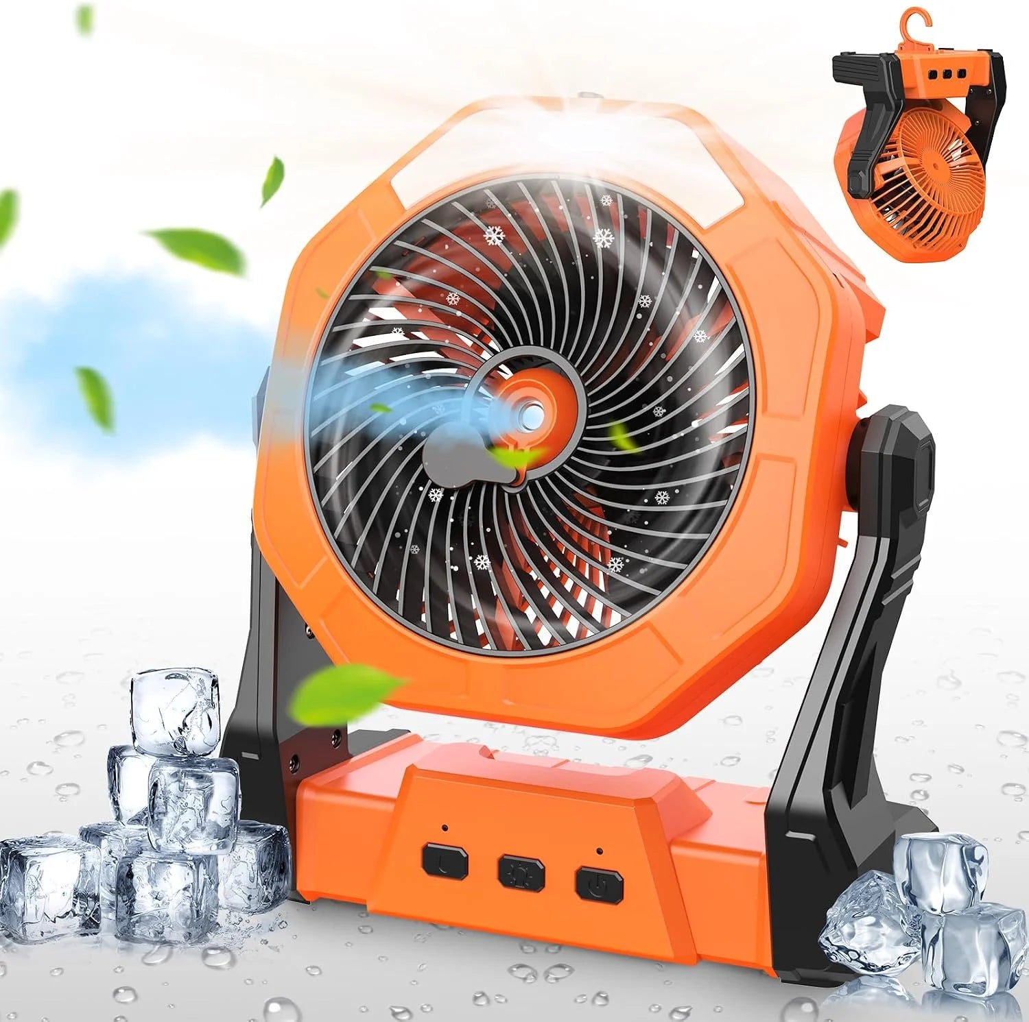 Special Ausic Portable Misting Fan, Outdoor Rechargeable Fan, LED Light, Hook, 35H - Image 5