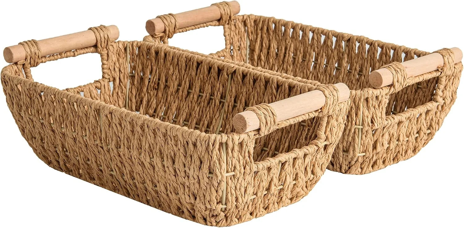 Special StorageWorks Wicker Baskets for Organizing, Water Hyacinth Storage Baskets, Wicker Storage Baskets for Shelves - Image 16