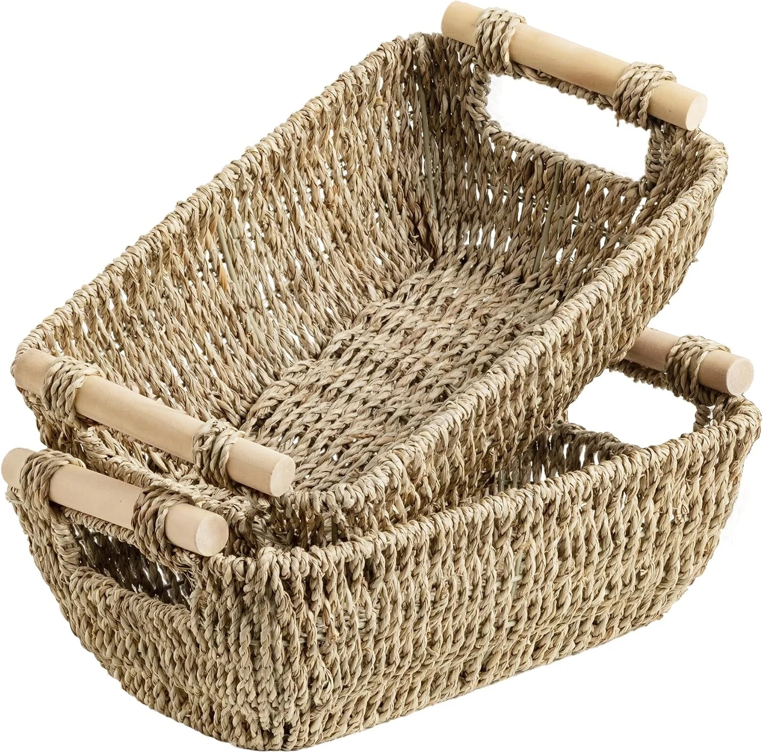 Special StorageWorks Wicker Baskets for Organizing, Water Hyacinth Storage Baskets, Wicker Storage Baskets for Shelves - Image 17