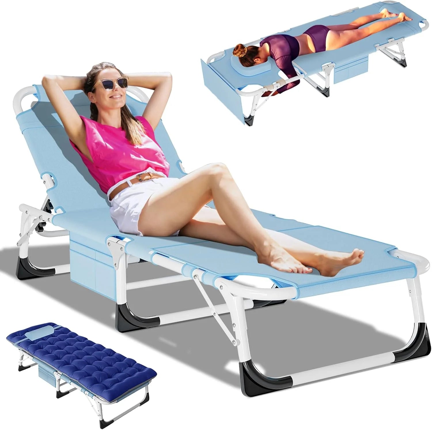 Special DoCred Heavy Duty Chaise Lounge Chair, Adjustable 5-Position Folding Chaise Lounge Chairs for Outside - Image 11