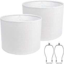 Alternative view of Special White 13 Drum Lamp Shades Set of 2 with Harps