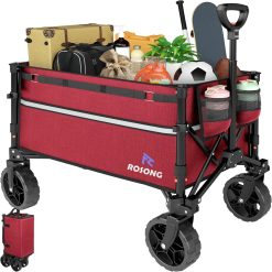 Special Collapsible Wagon Cart with Wheels Foldable – Folding Utility Heavy Duty Wagons Carts for Grocery Sports Garden Shopping Camping