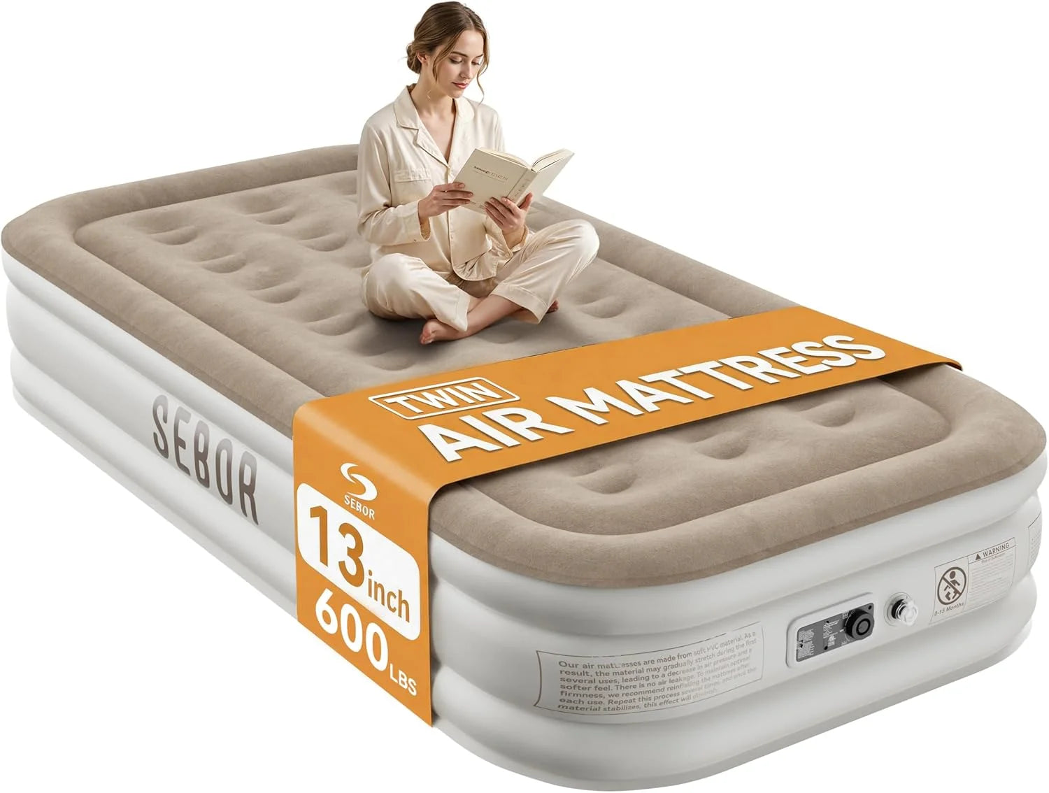Special Sebor Air Mattress with Built-in Pump, Comfortable Self-Inflating Air Mattress with High-Speed Pump, 18 Twin XL) - Image 4