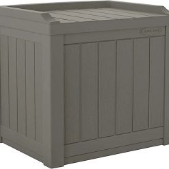 Special Outdoor Storage Box " 22 Gallon Stone Gray Resin Outdoor Deck Box with Seat