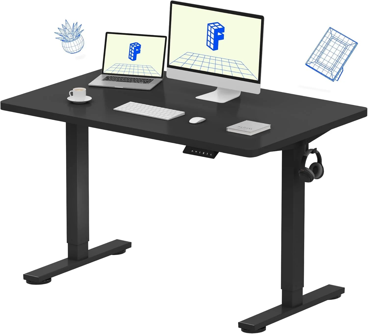 Special FLEXISPOT EN1 One-Piece Standing Desk, Electric Adjustable with 4 Memory Presets, 176 LBS Capacity, 48x24 Black