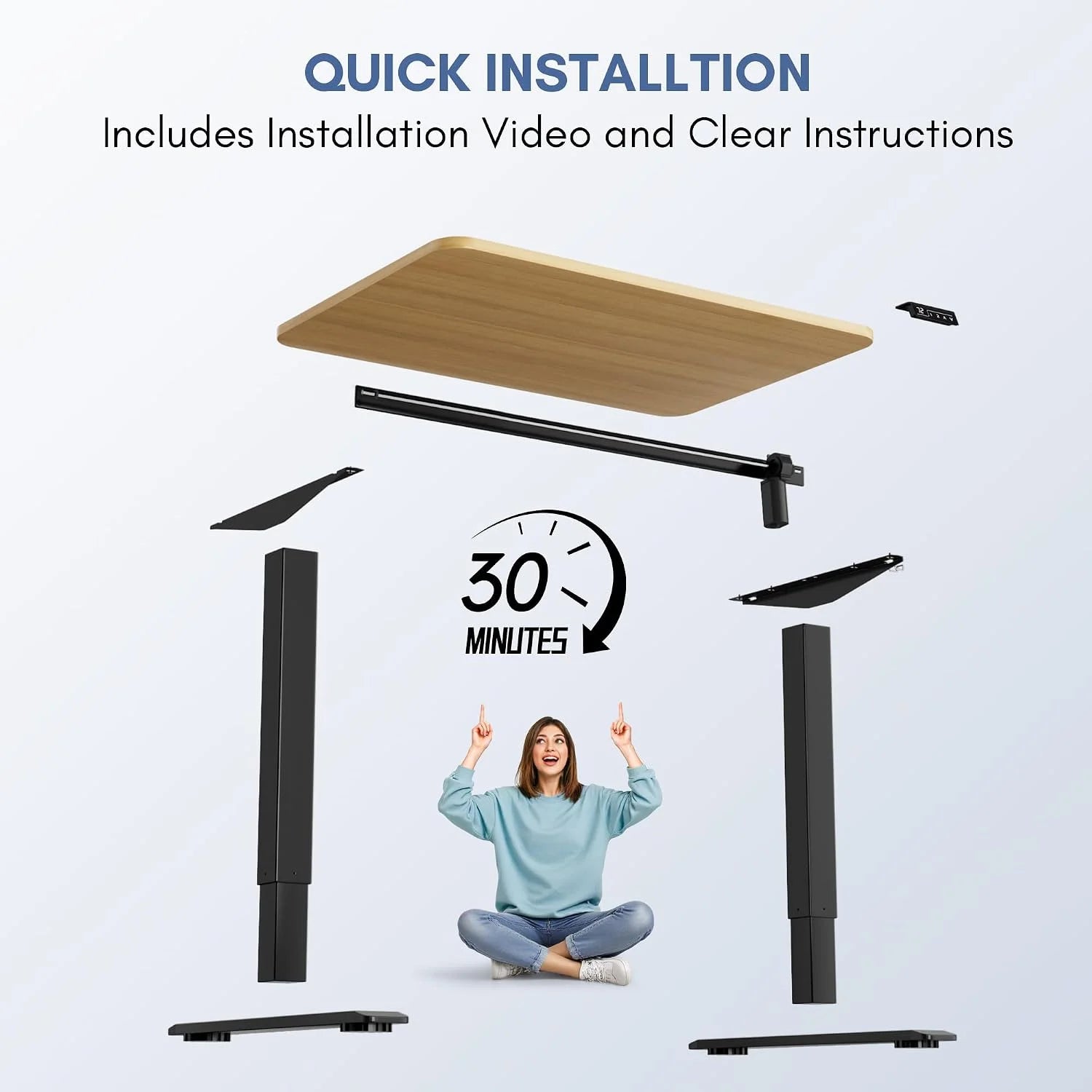 Special 55 x 24 Inches Electric Height Adjustable Standing Desk Large Sit Stand Up Desk Home Office Computer Desk Memory - Image 76