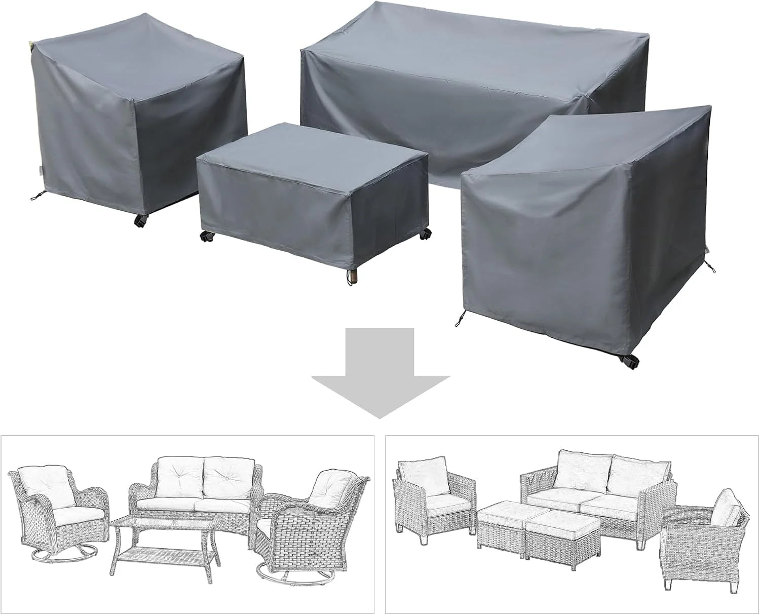 Special Baner Garden Patio Furniture Covers,Outdoor Furniture Cover Waterproof,Patio Furniture Set Covers for 4 Piece Outdoor Conversation Set - Image 2