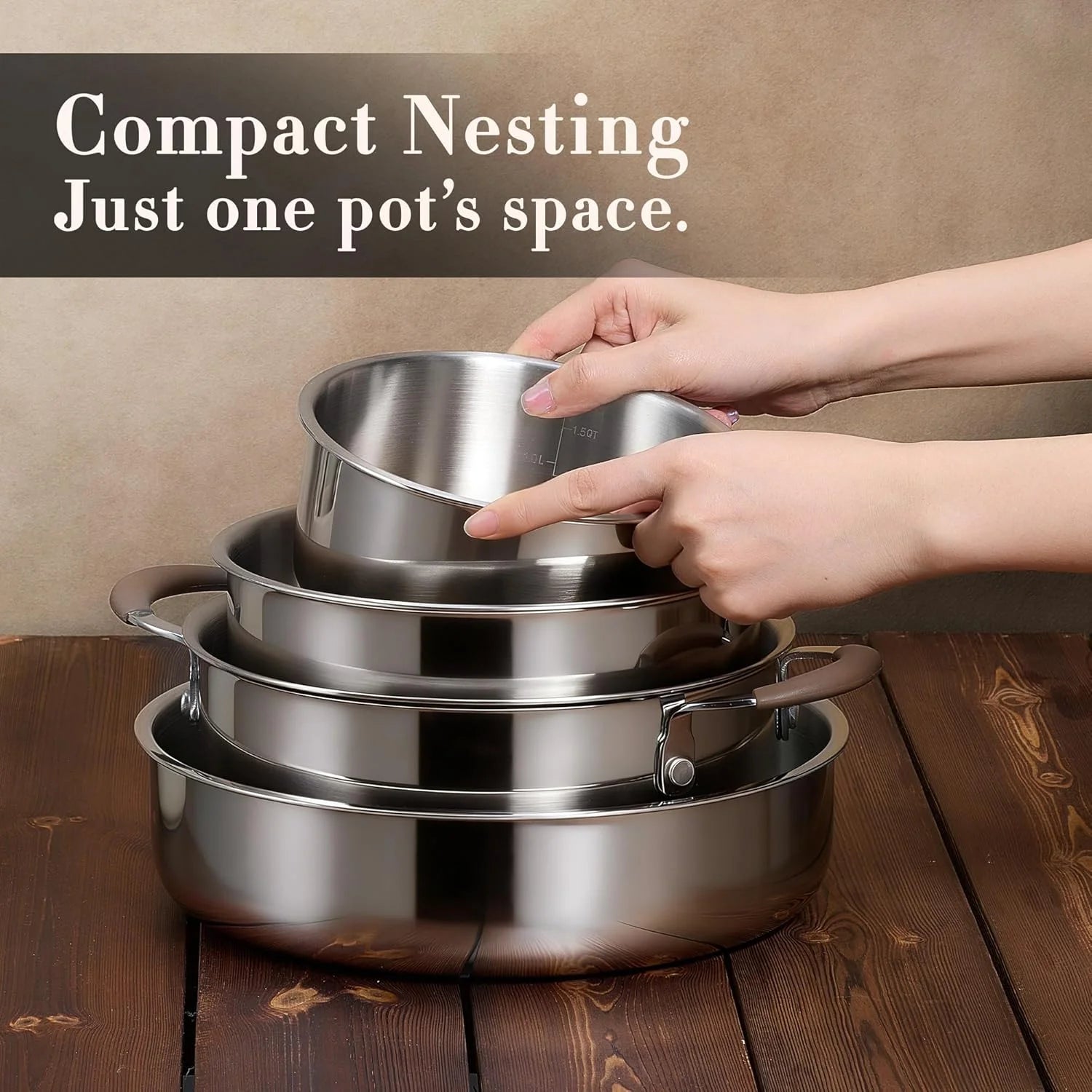 Special 19pcs Stainless Steel Cookware Set with Detachable Handle, Pots and Pans Set - Image 8