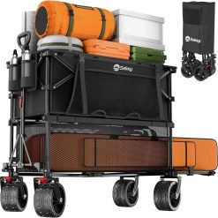Special Sekey 500LBS Heavy Duty Double Decker Wagon with Extender, 400L Large Capacity Collapsible Garden Cart Fits 10x10 Canopy