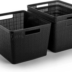 Alternative view of Special Plastic Basket, Large (Black), 3-Pack, Home Organization