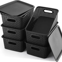 Alternative view of Special Plastic Storage Baskets 6 Pack Sturdy Storage Organizer Basket Woven Plastic Storage Bins