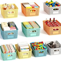 Special Plastic Storage Baskets Bins for Home Organizing, 10 Pack, Space-Saving Storage Container with Handles
