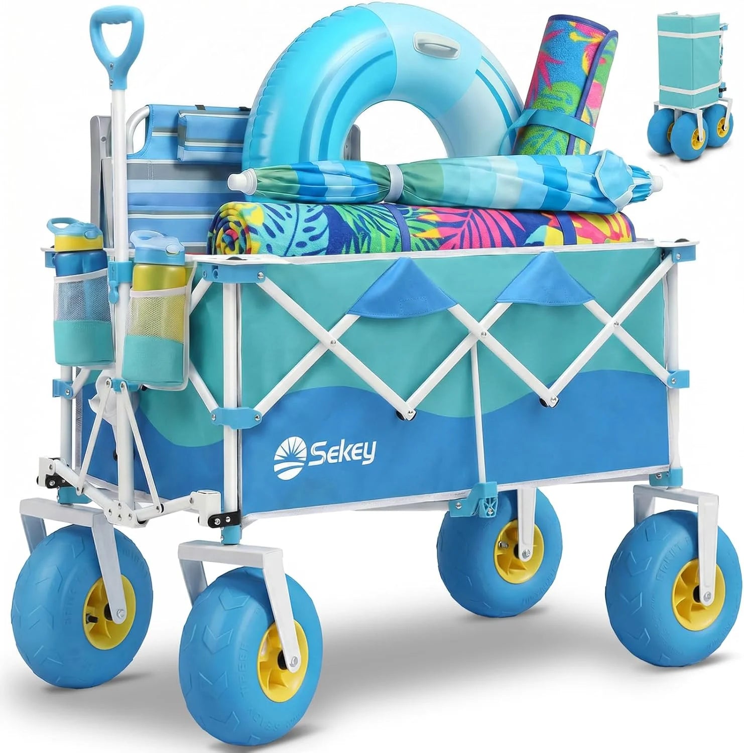 Special Sekey Heavy Duty Beach Wagon with 9 Big Sand-Proof Wheels " 600lb Capacity, 200L Oversized Foldable Cart - Image 4