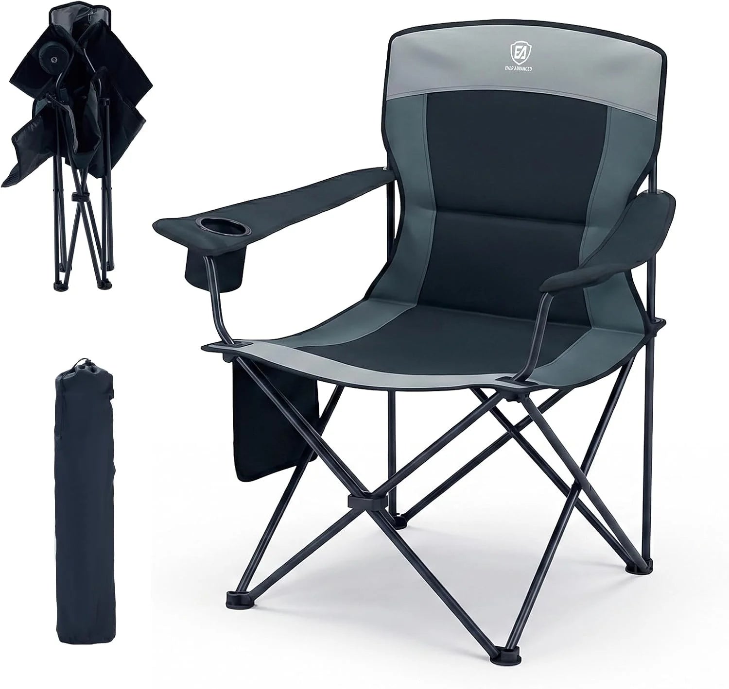 Special EVER ADVANCED Folding Camping Chair with High Back Padded 2 Pack Oversized Portable Lawn Chairs Lightweight Sturdy Steel - Image 7