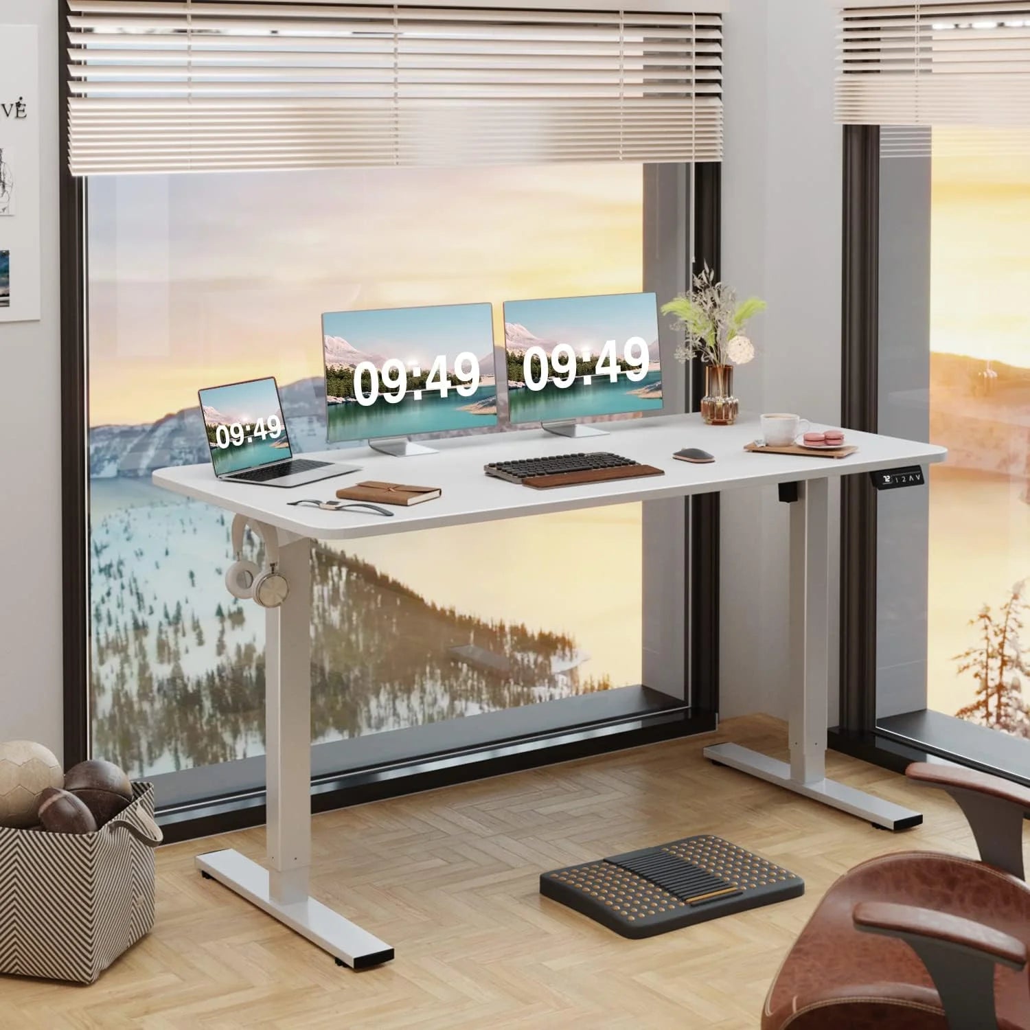 Special 55 x 24 Inches Electric Height Adjustable Standing Desk Large Sit Stand Up Desk Home Office Computer Desk Memory - Image 84