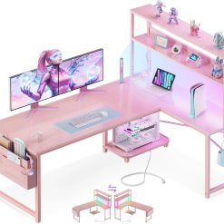 Alternative view of Special 53 L Shaped Gaming Desk with Shelves, LED & Outlets
