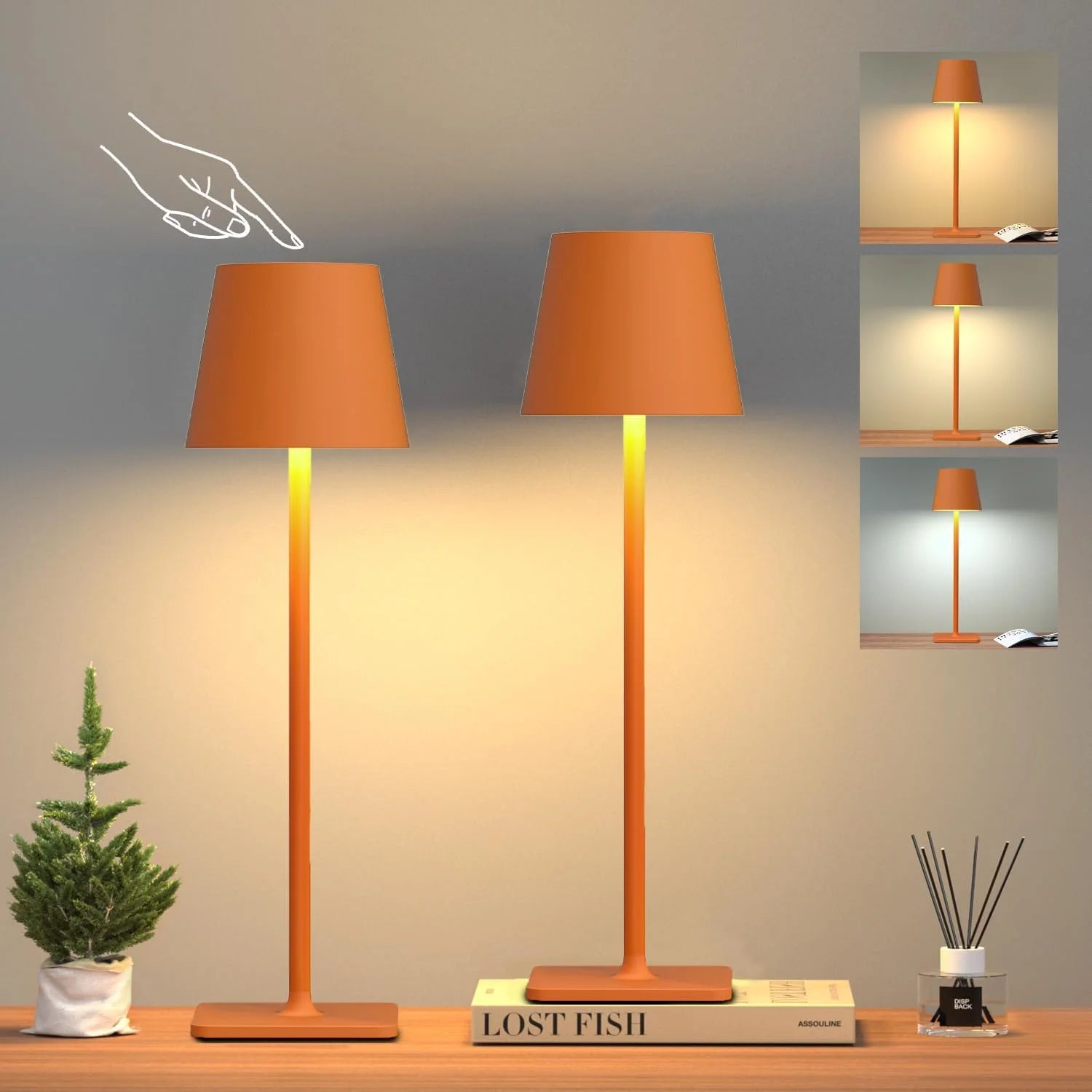 Special Yogaret 4 Pack Gold Rechargeable Led Cordless Table Lamps - Image 9