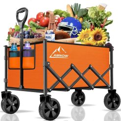Special 100L Collapsible Wagon Cart with All Terrain Wheels, 350LBS, Black