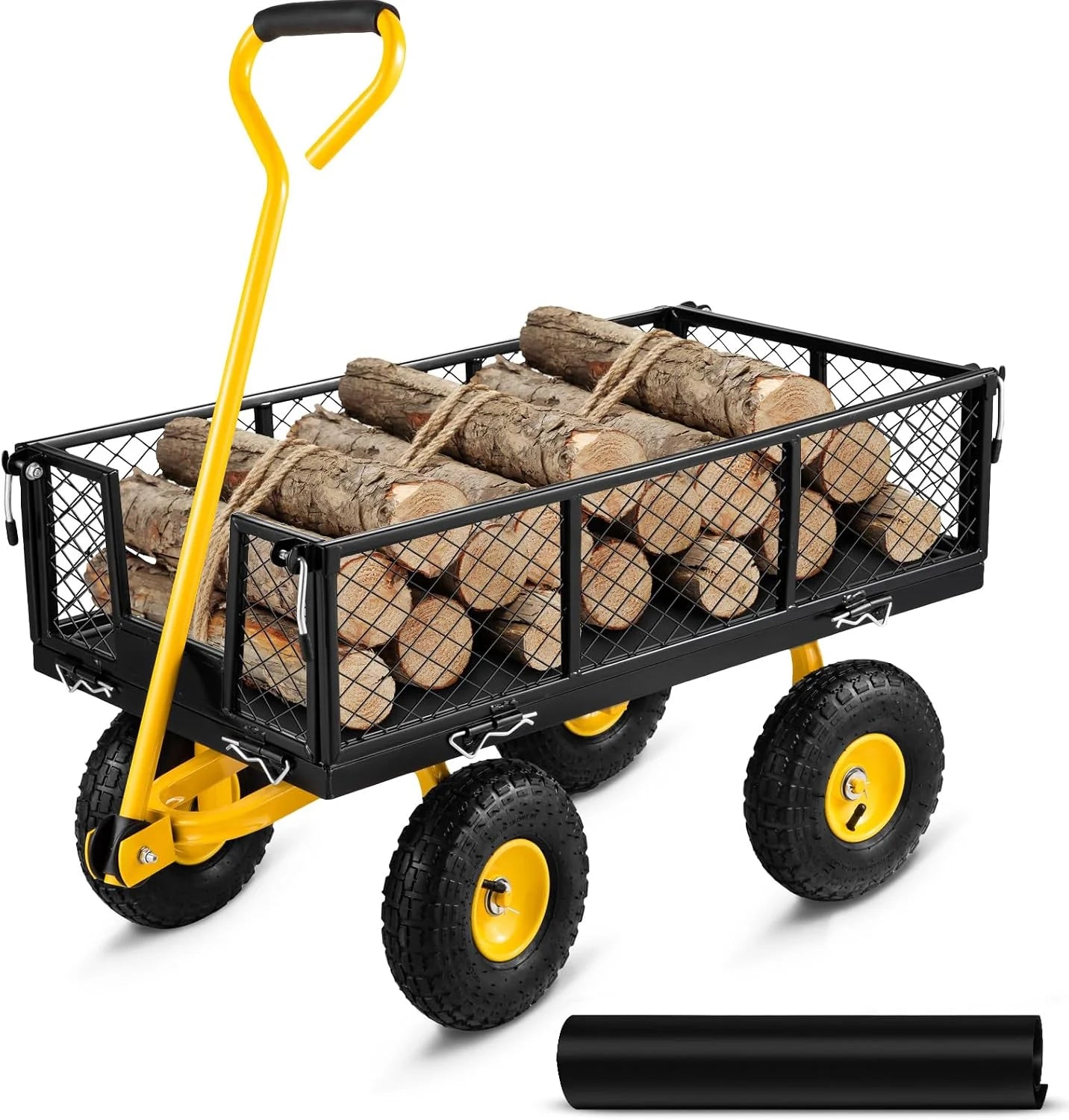 Special VEVOR 500 LBS Steel Garden Cart with Work Seat, Heavy Duty Garden Wagon Cart on Wheels