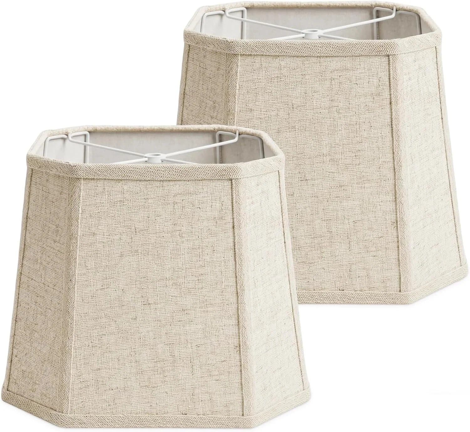 Special Natural Linen Square Cut Corner Lamp Shades Set of 2