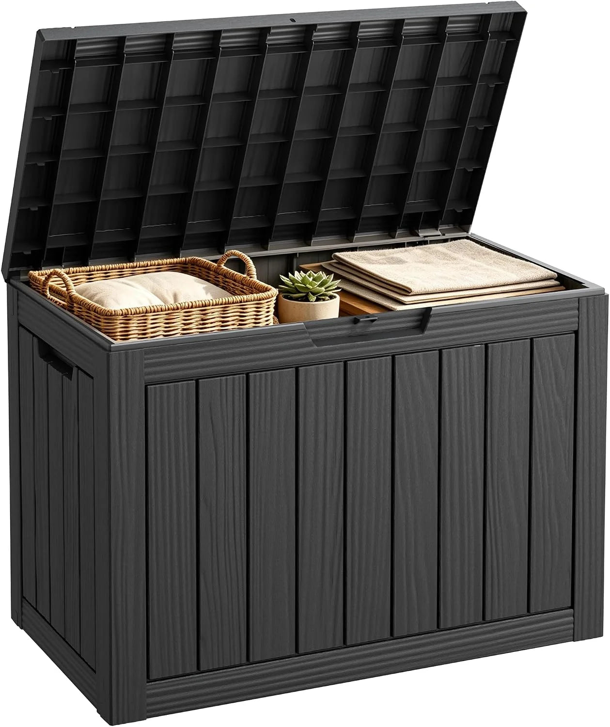 Special Fancyango 50 Gallon Waterproof Deck Box, Resin Outdoor Storage Box, Black - Image 6