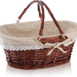 Special Basket with Handle, Picnic Baskets with Liner, Empty Gift Gardening Baskets for Harvesting, Willow