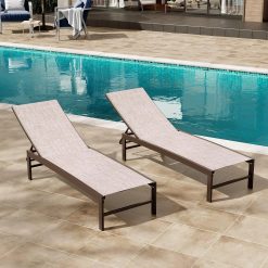 Alternative view of Special Products Lounge Chair Outdoor Set of 2, Metal Pool Chaise Lounge Chairs, Adjustable Five-Position Tanning