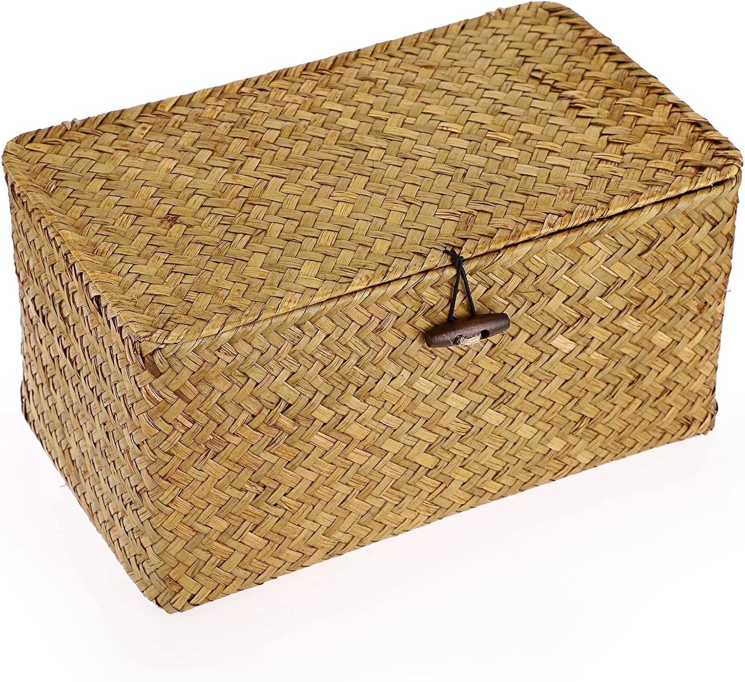 Special Shelf Baskets Bin with Lid Large Handwoven Basket Box, Coffee, Natural Seagrass Storage Baskets - Image 10