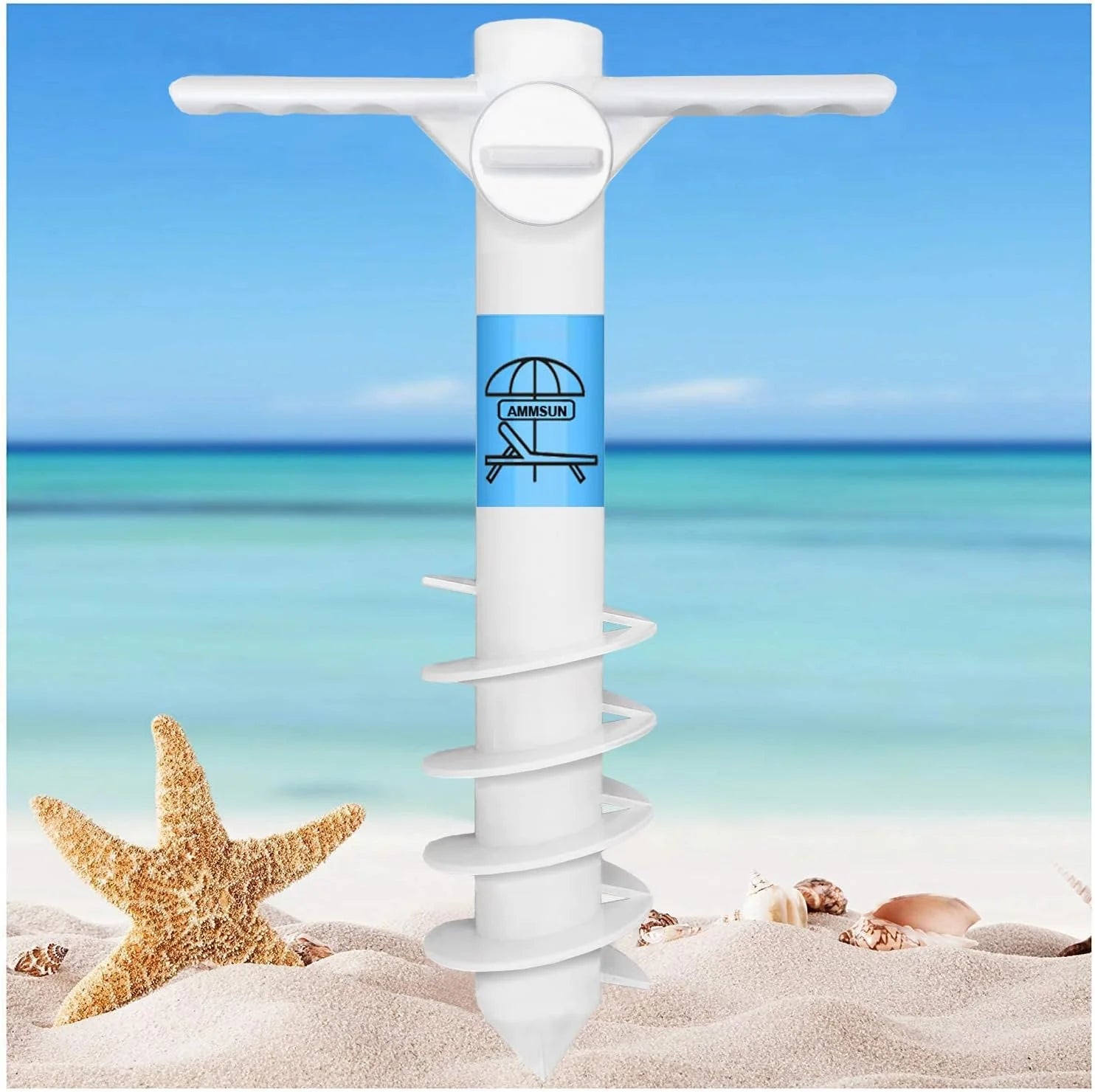 Special AMMSUN Beach Umbrella Sand Anchor Heavy Duty Outdoor Umbrellas Auger Base - Image 2