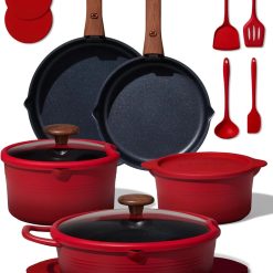 Special CAROTE 20pcs Titanium Cookware Set, Pots and Pans Set Detachable Handle