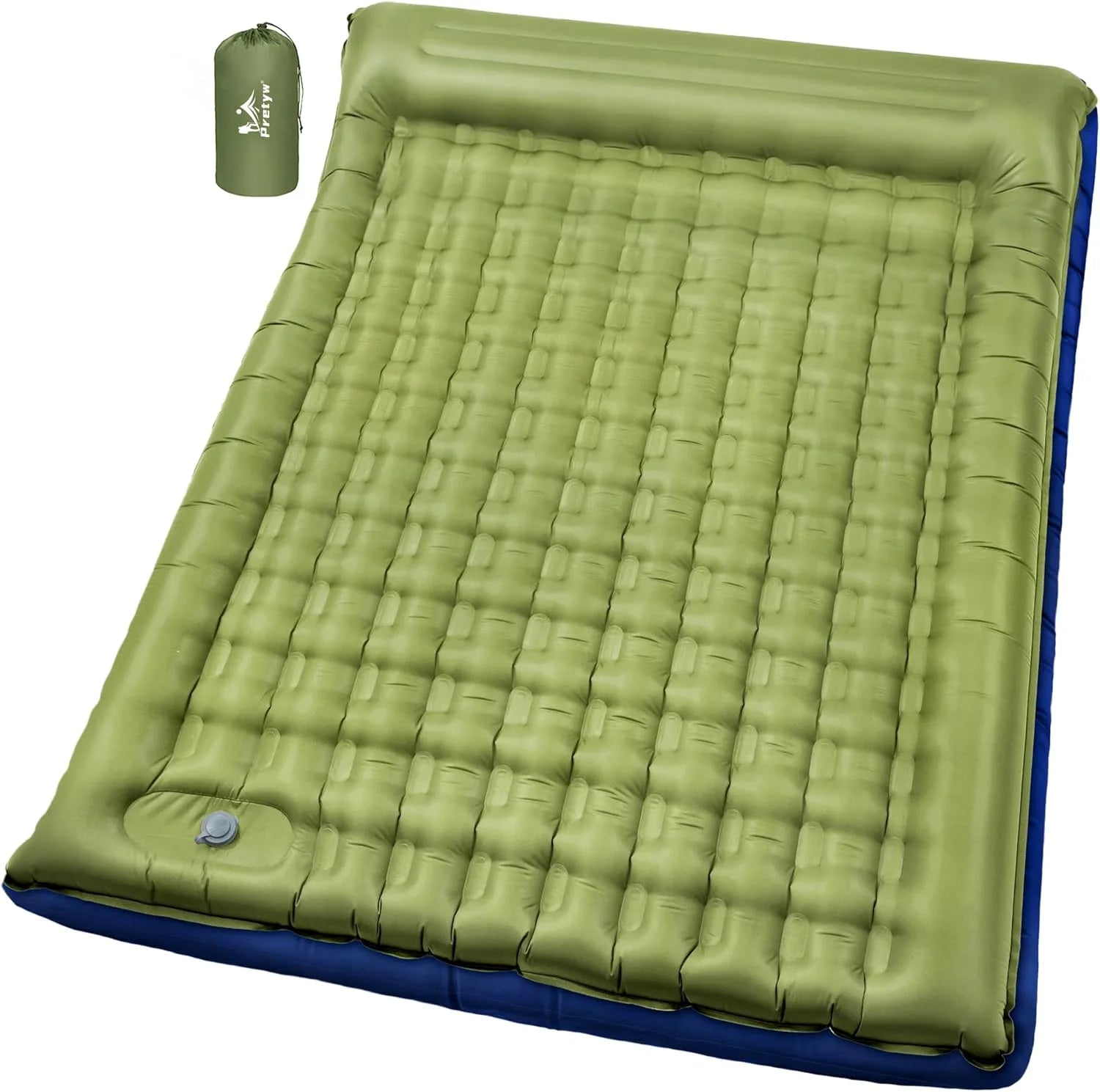 Special Pretyw Double Sleeping Pad for Camping, 5.5 Ultra-Thick Camping Mattress with Pillow, Built-in Foot Pump