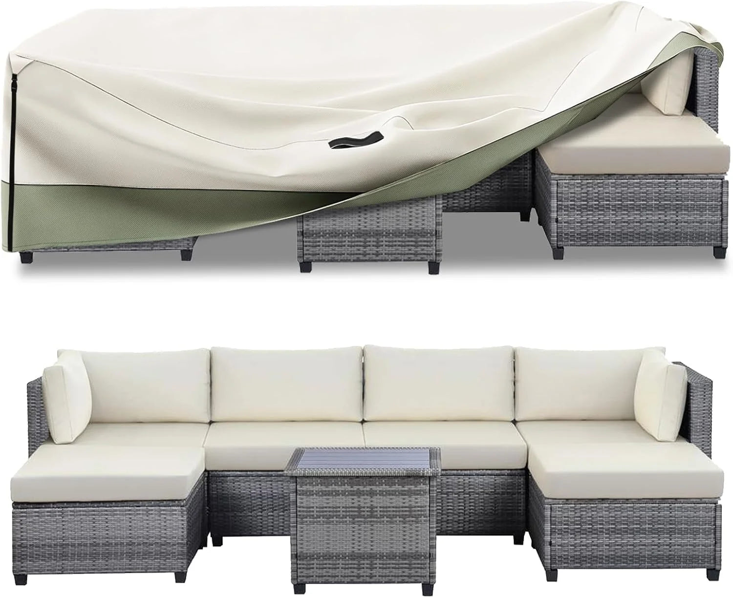 Special Bitubi Outdoor Waterproof Patio Furniture Covers 4-Piece Set for Swivel Rocker Chairs, Patio 3-Seater Sofa 76in - Image 4