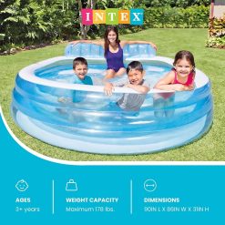 Alternative view of Special INTEX Swim Center Inflatable Family Lounge Pool: Built-In Bench " Cup Holder " 156 Gallon Capacity " 90 x 86 x 31 " Blue
