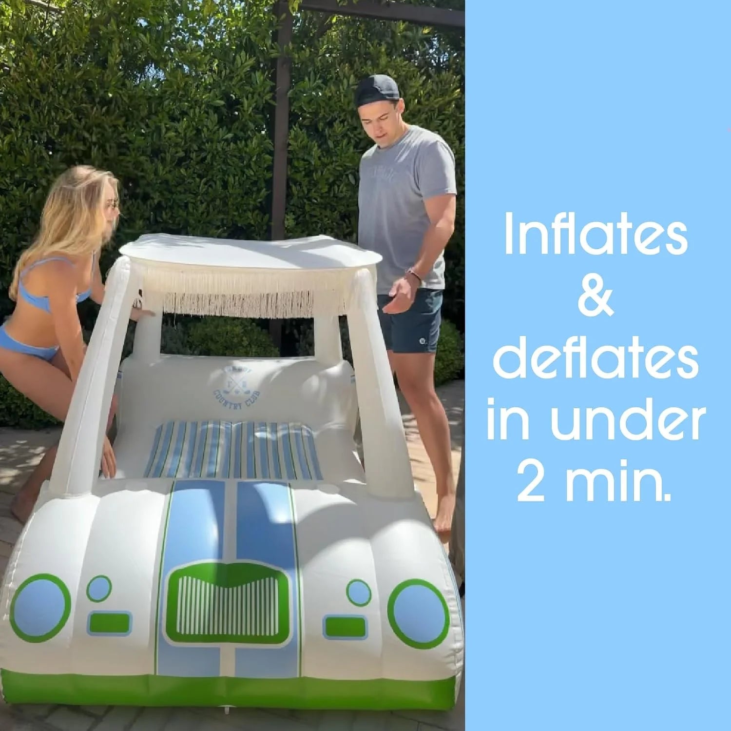 Special Giant Inflatable Luxury Golf Cart Pool Float, Two Cup Holders - Image 7