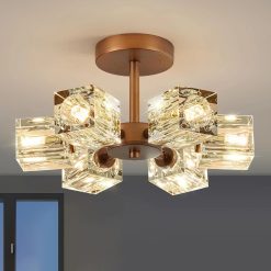 Alternative view of Special Crystal Semi Flush Ceiling: Dining Room Bathroom Bedroom Chandelier