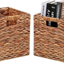 Special Wicker Storage Basket with Handles, 11x11in, 2 Pack, Handwoven Storage Bins for Organizing Storage