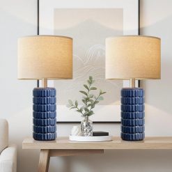 Special 23 Modern Ceramic Table Lamps Set of 2, Farmhouse Bedside Night Stands Lamp for Bedroom