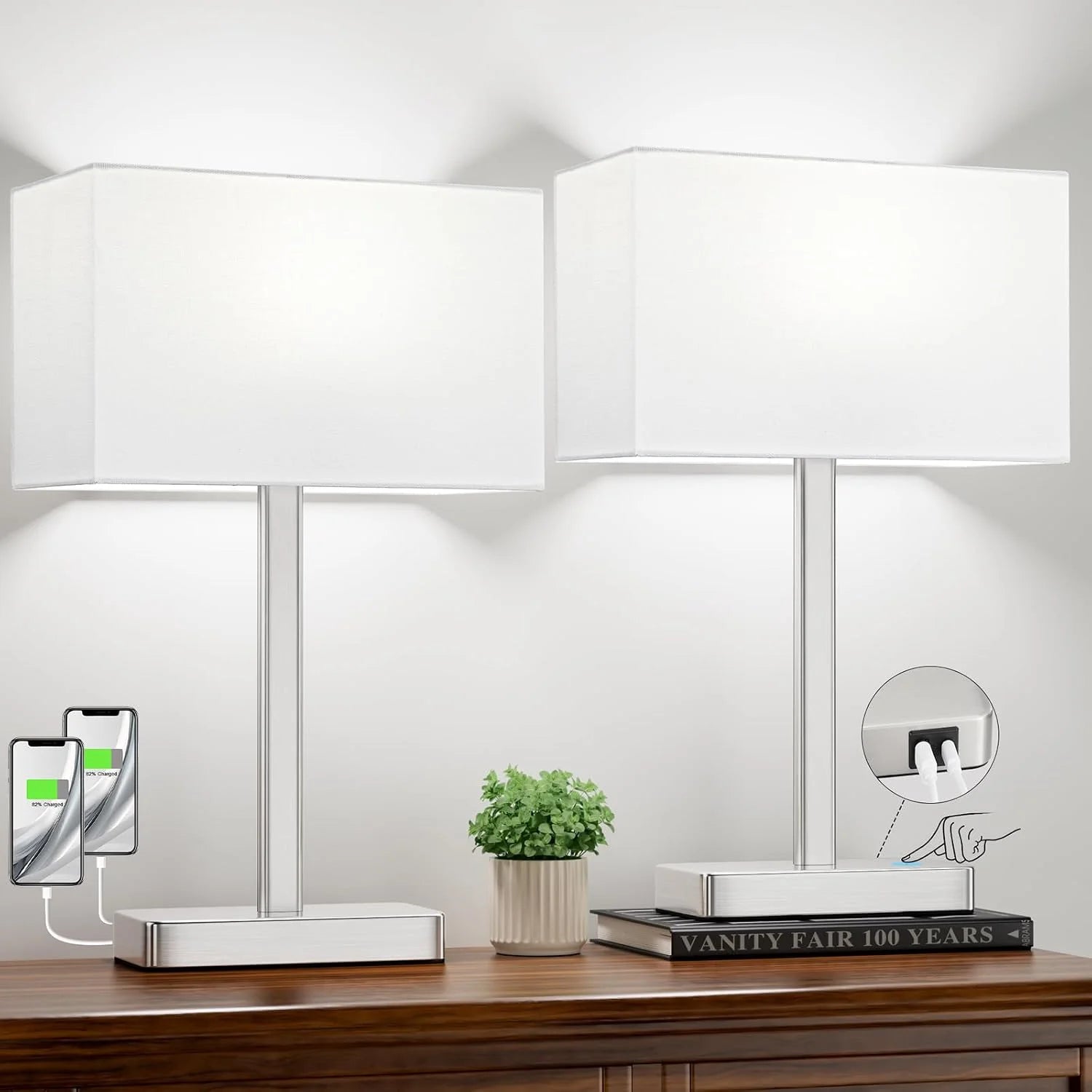 Special Hong-in Touch Lamps, Dimmable, Grey Modern Table Lamp for Night Stands - Image 4