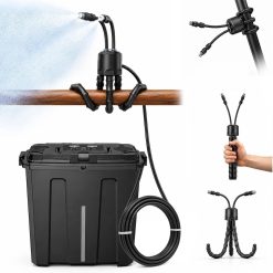 Special Portable Misting System, Battery Powered Outdoor Water Mister with 9L Bucket & Rechargeable Pump (Consecutive 8Hrs)