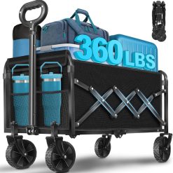 Special Collapsible Wagon Cart with Wheels Foldable, 360 Lbs Heavy Duty Folding Utility Wagon