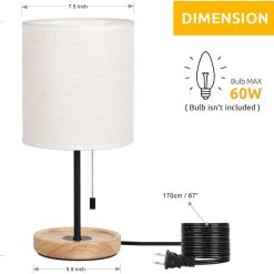 Alternative view of Special Bedside Table Lamp, Modern Nightstand Lamp with Linen Fabric Shade Wooden Desk Lamps for Bedrooms