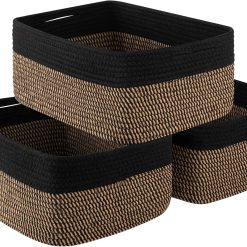 Special Baskets for Organizing 3 Pack, Woven Baskets for Shelves, Closet Organizer Bins with Handle, Empty Gift