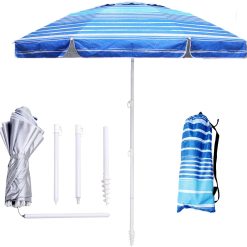 Alternative view of Special 6ft Beach Umbrella – Heavy Duty Wind Resistant UV 50+ Portable Sun Shade with Sand Anchor & Carry Bag
