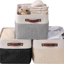 Alternative view of Special Storage Bins, Large Fabric Storage Baskets for Shelves 3 Pack, 15 x 11 x 9.5 inches Decorative Linen Closet