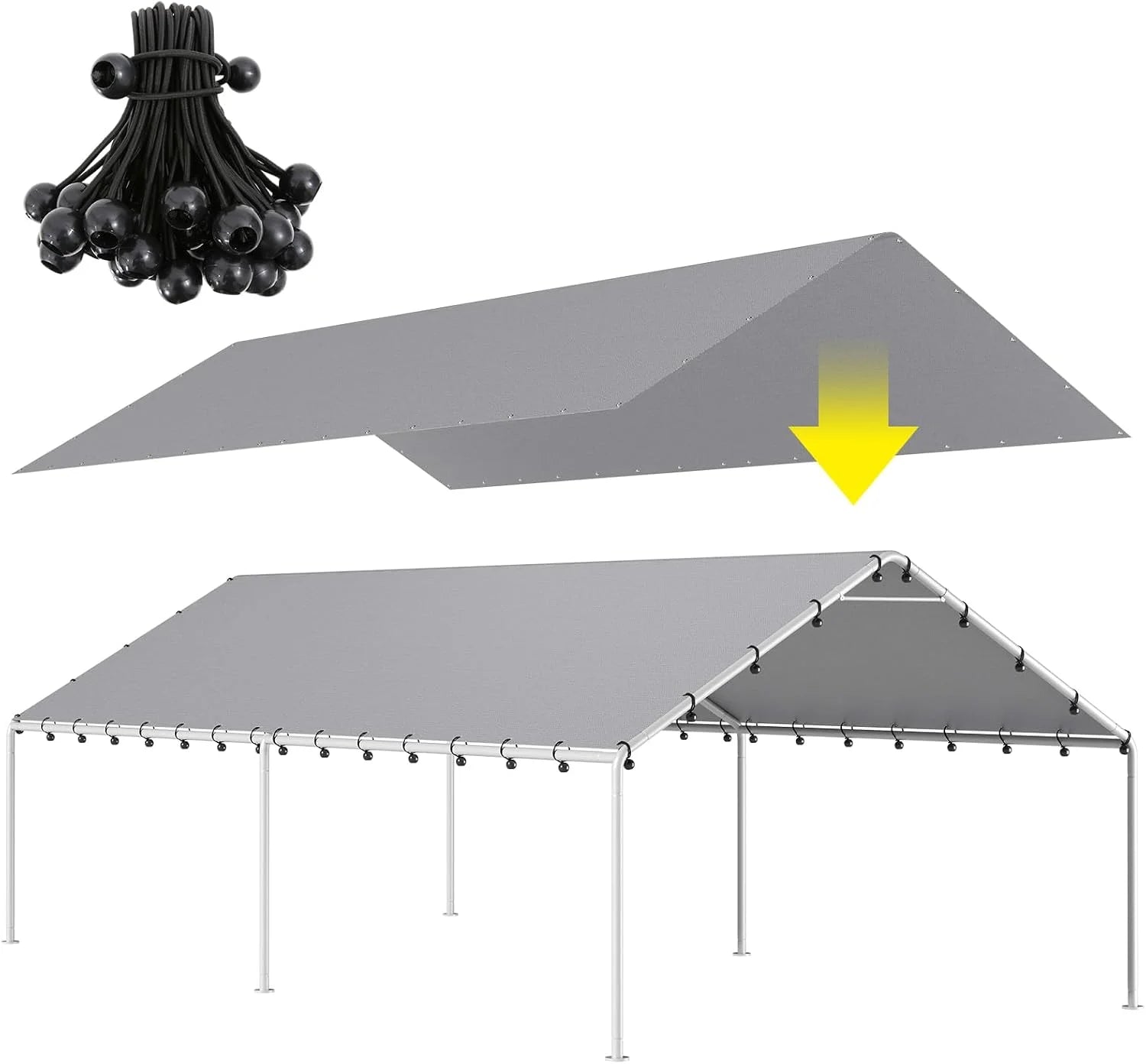 Special Ft Carport Replacement Canopy Cover Garage Top Tent Shelter Tarp with Free 48 Ball Bungee Cords - Image 2