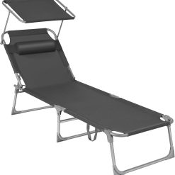 Alternative view of Special Sun Lounger, Folding Patio Chaise Lounge Chair with Canopy, 76 x 20.9 x 11.4 Inches, Holds 330 lb
