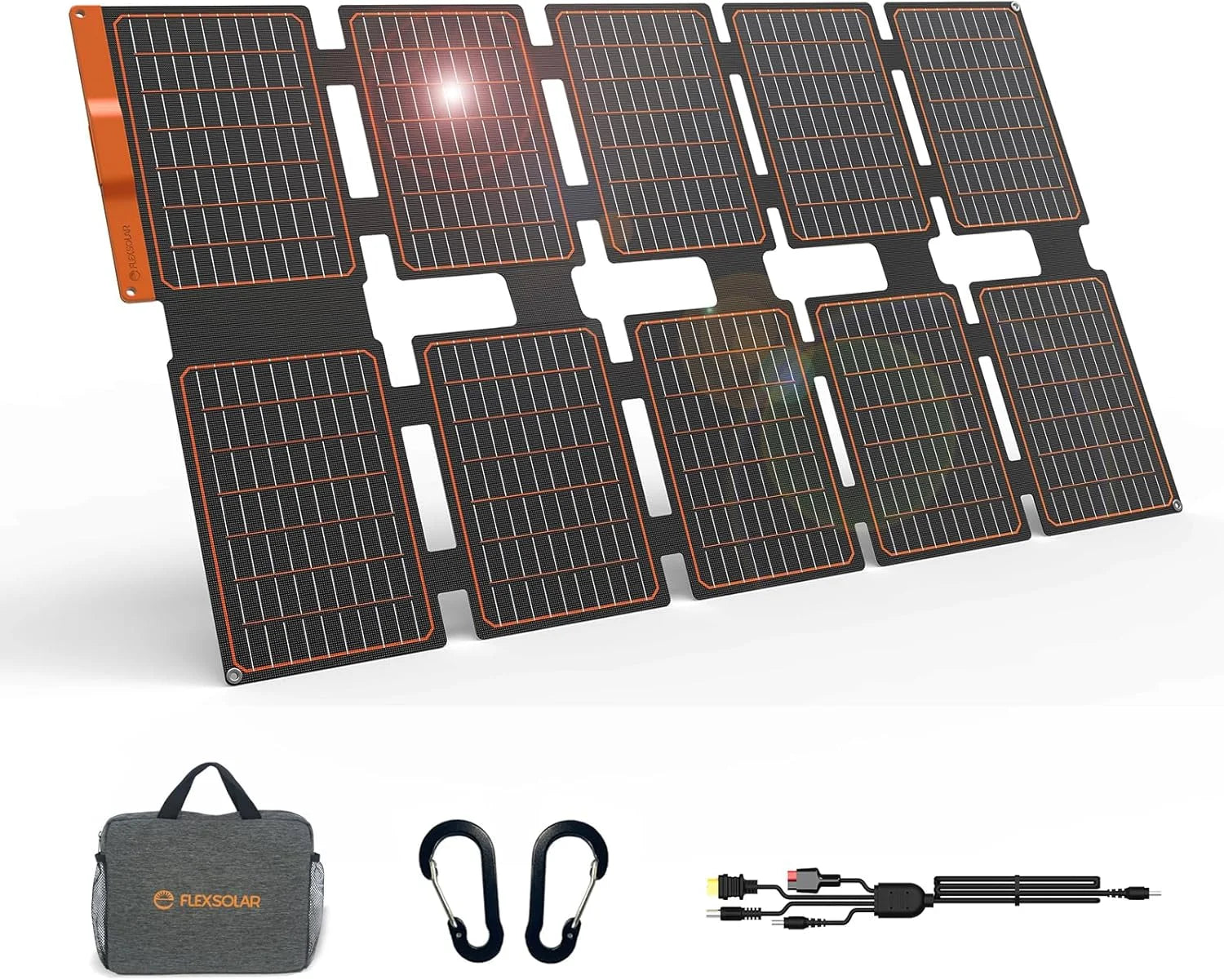 Special FlexSolar 100W Portable Solar Panels Chargers with PD3.0 USB-C, QC3.0 USB-A and DC Outputs Foldable IP67 Waterproof