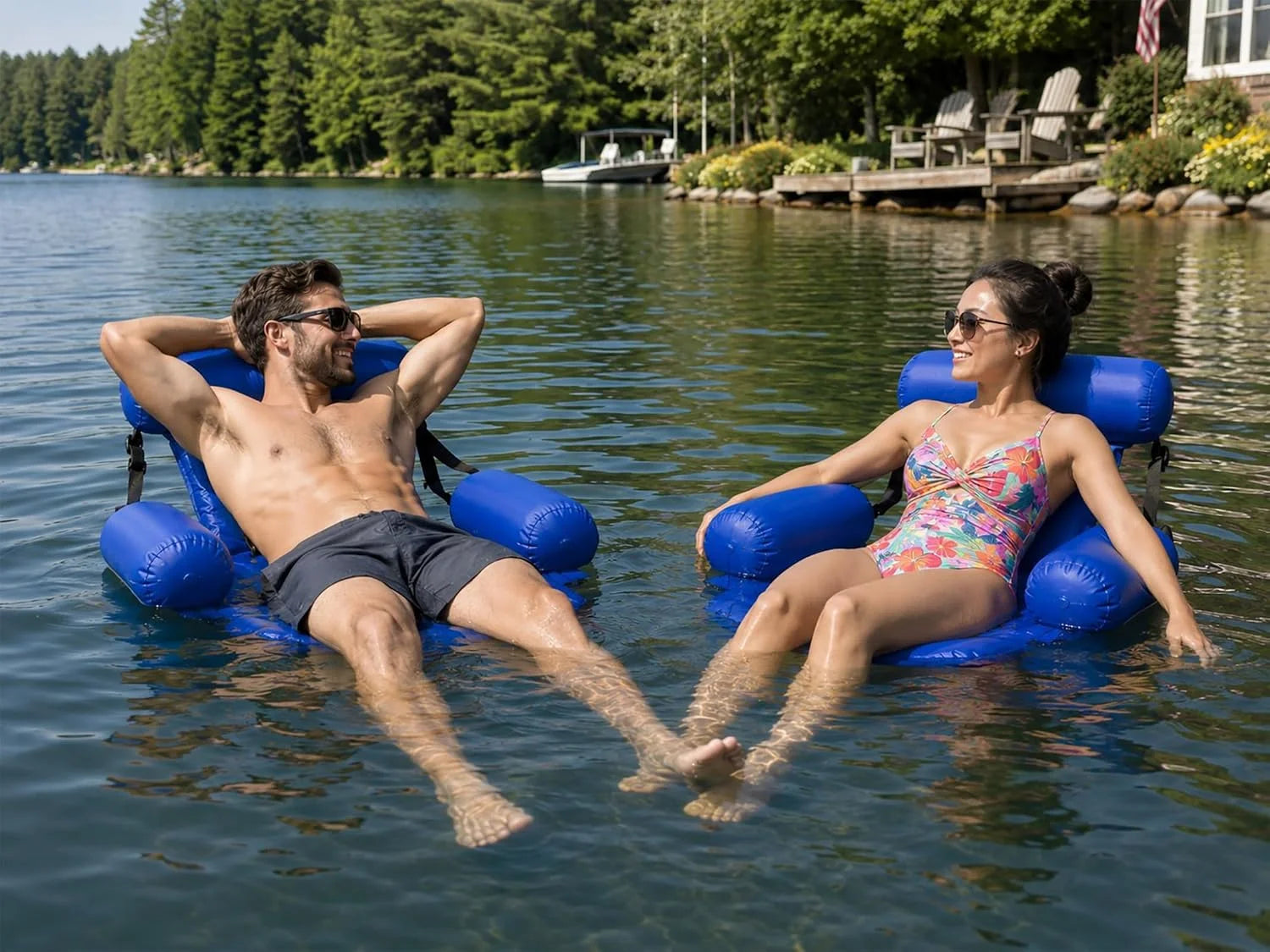 Special 2-Pack Water Chair Inflatable Pool Float Lounges for Adults, Adjustable Reclining Water Chairs for Pool - Image 2