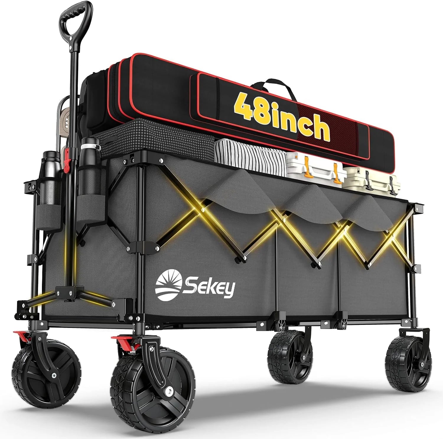 Special Sekey 48鈥滾 Collapsible Foldable Extended Wagon with 660lbs Weight Capacity