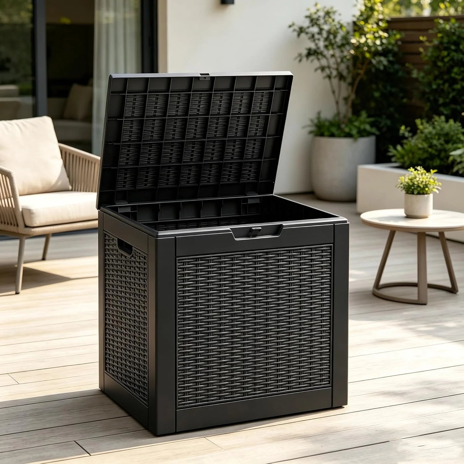 Special Fancyango 50 Gallon Waterproof Deck Box, Resin Outdoor Storage Box, Black - Image 10